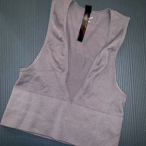 out from under-ribbed seamless plunging bra top